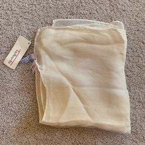 Talbots White Stripe Transparent Silk Scarf